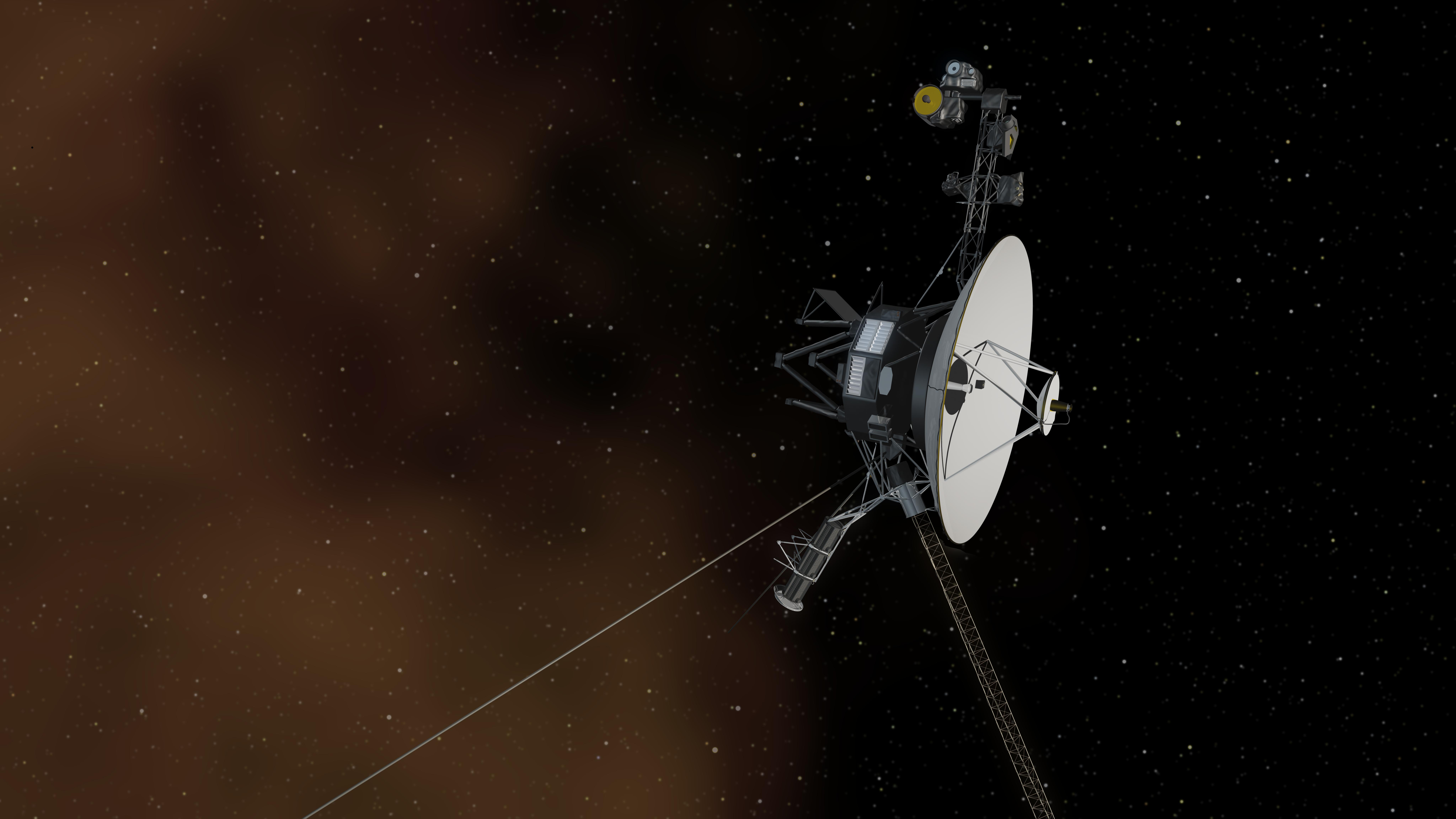 Artist's concept of a Voyager spacecraft in deep space.